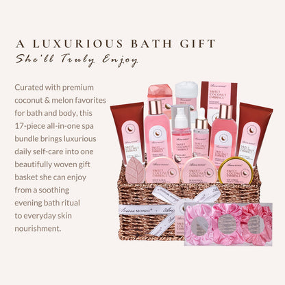 Luxury Spa Gift Basket • Self-Care Bath Set • Gifts for Mom, Wife, Girlfriend, Sister & Grandma