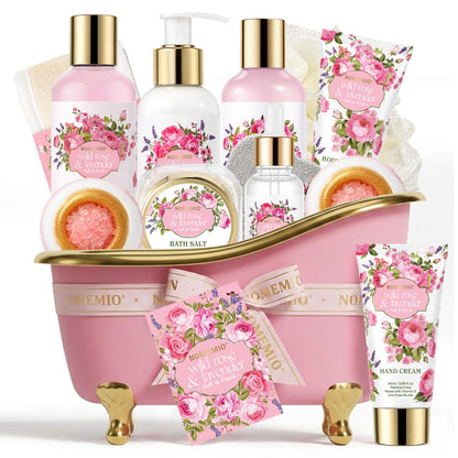 Luxury Spa Gift Baskets • Bath & Body Self-Care Gift Sets • Sandalwood, Lavender, Almond Milk, Wild Rose & Honey Scents