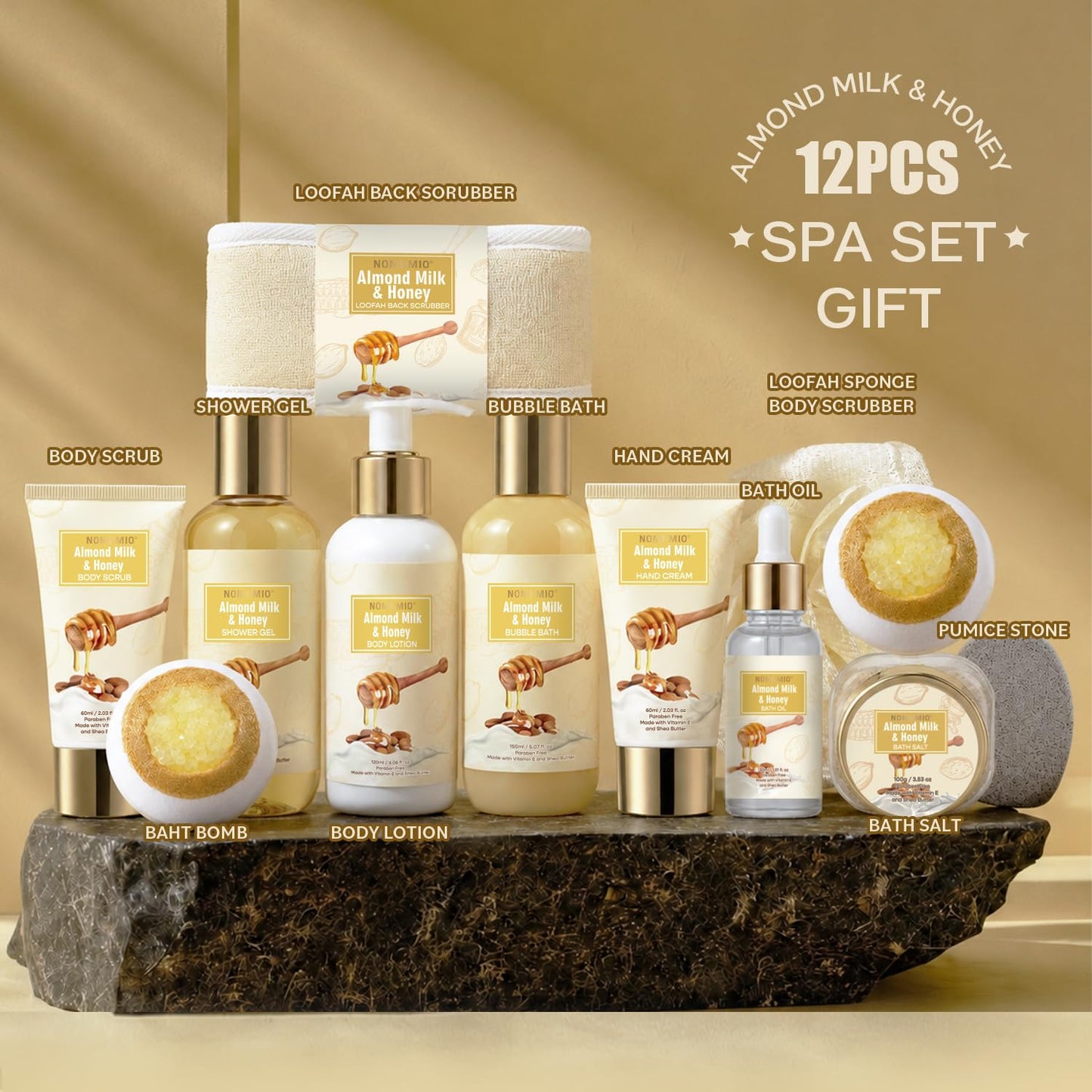 Luxury Spa Gift Baskets • Bath & Body Self-Care Gift Sets • Sandalwood, Lavender, Almond Milk, Wild Rose & Honey Scents