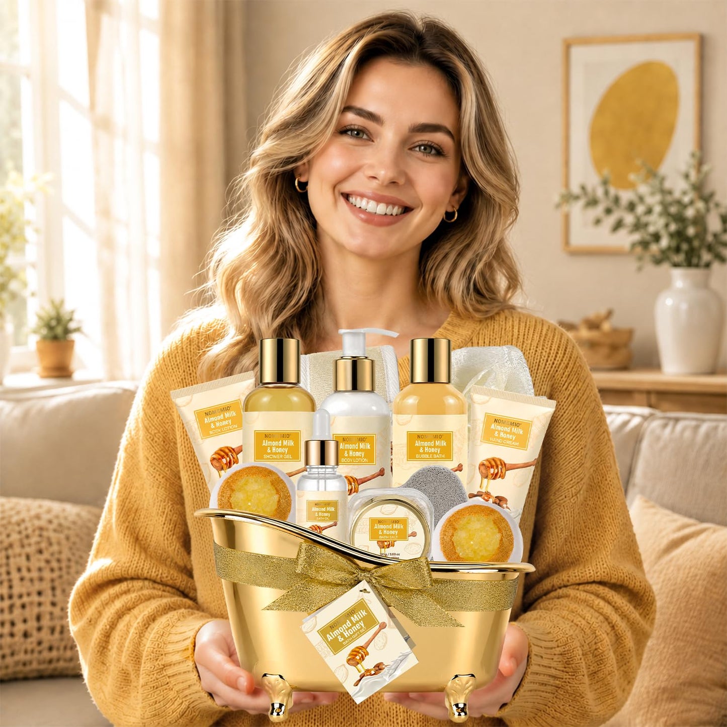 Luxury Spa Gift Baskets • Bath & Body Self-Care Gift Sets • Sandalwood, Lavender, Almond Milk, Wild Rose & Honey Scents