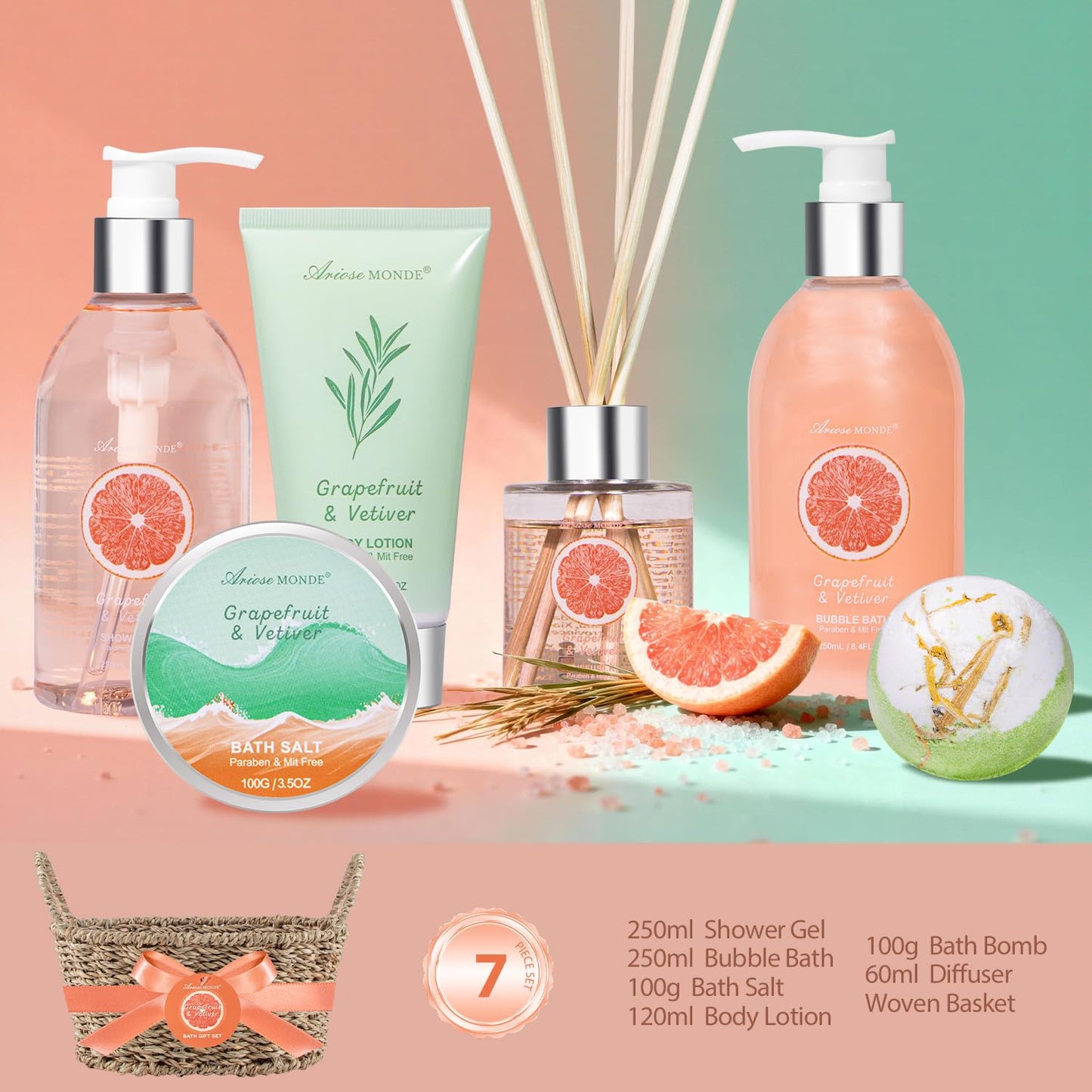 Luxury Spa Gift Basket • Self-Care Bath Set • Gifts for Mom, Wife, Girlfriend, Sister & Grandma