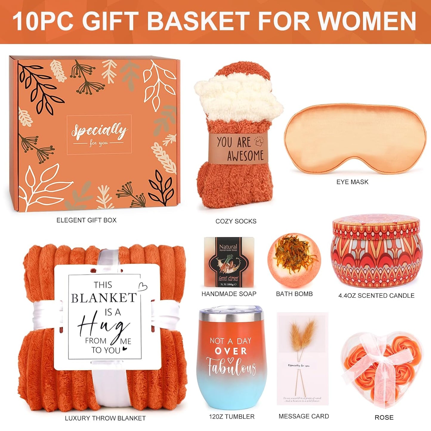 Fall Gift Basket for Women • Cozy Self-Care • Spa Gifts • Mom, Wife, Girlfriend, Grandma & Friends