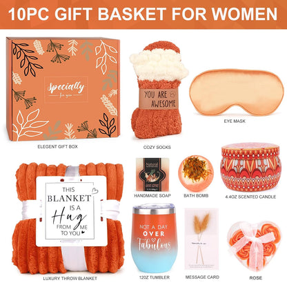 Fall Gift Basket for Women • Cozy Self-Care • Spa Gifts • Mom, Wife, Girlfriend, Grandma & Friends