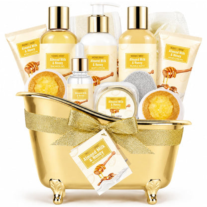 Luxury Spa Gift Baskets • Bath & Body Self-Care Gift Sets • Sandalwood, Lavender, Almond Milk, Wild Rose & Honey Scents