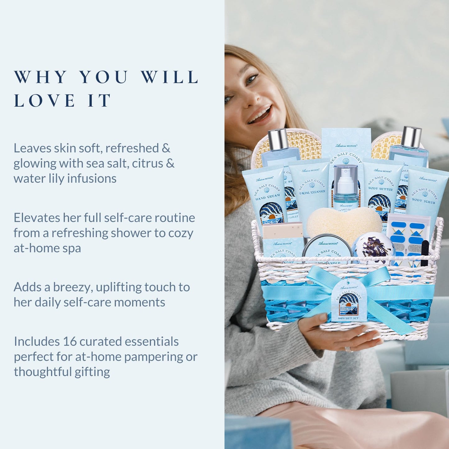 Luxury Spa Gift Basket • Self-Care Bath Set • Gifts for Mom, Wife, Girlfriend, Sister & Grandma
