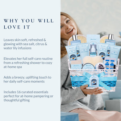 Luxury Spa Gift Basket • Self-Care Bath Set • Gifts for Mom, Wife, Girlfriend, Sister & Grandma