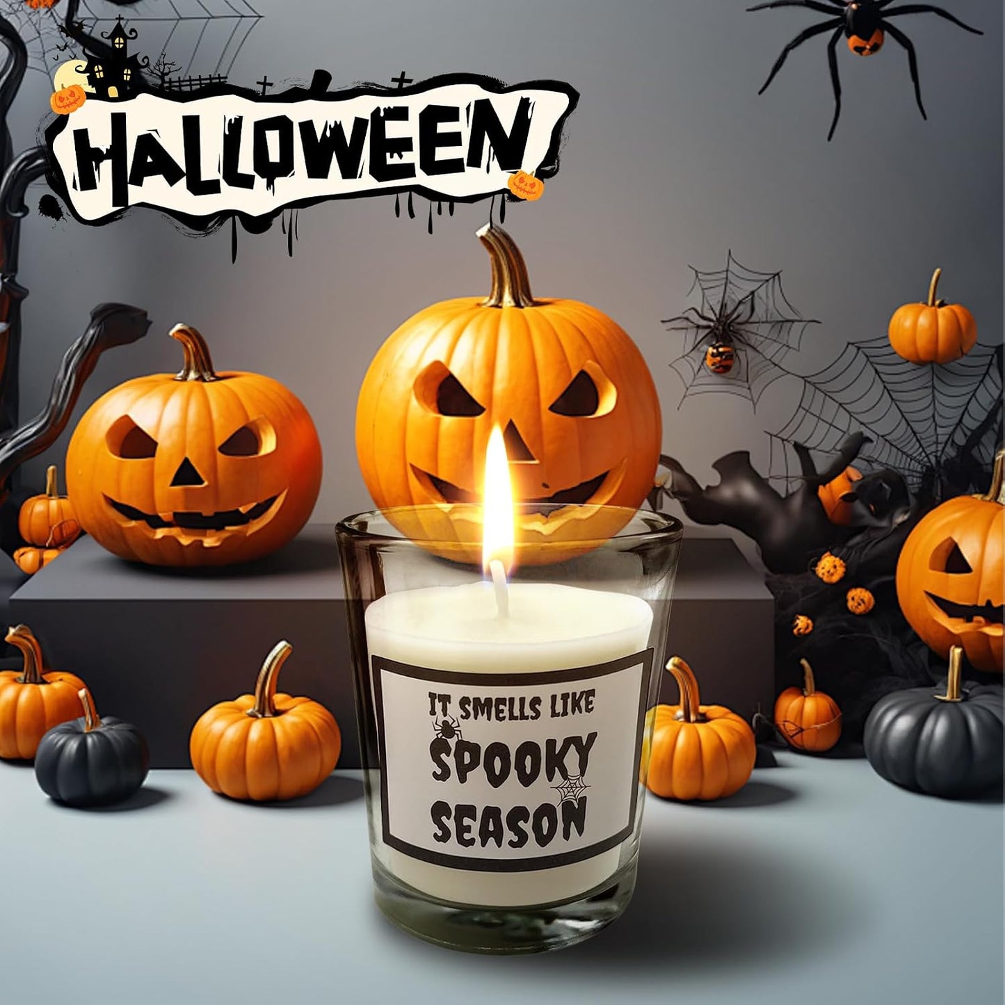 Halloween Boo Basket Gift Set for Women – 16 oz Purple Glass Cup & 6-Piece Halloween Gift Set