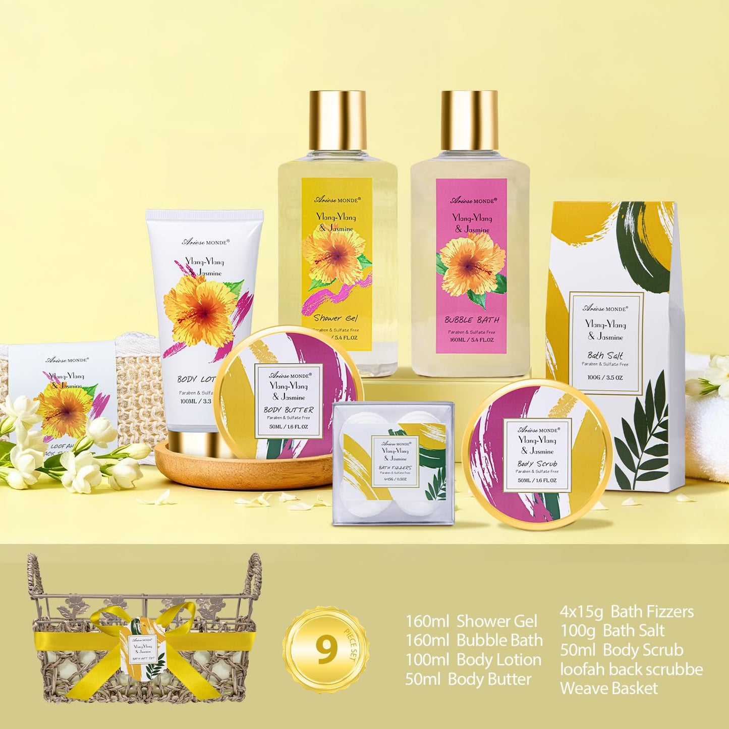 Luxury Spa Gift Basket • Self-Care Bath Set • Gifts for Mom, Wife, Girlfriend, Sister & Grandma