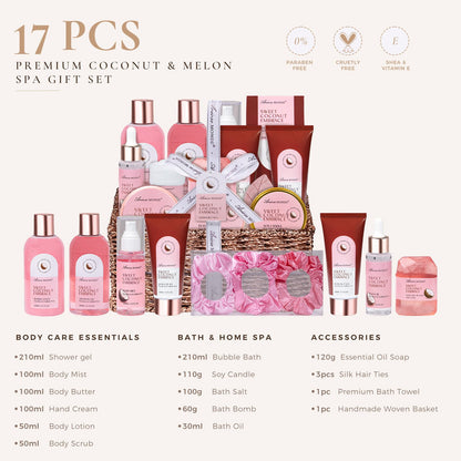 Luxury Spa Gift Basket • Self-Care Bath Set • Gifts for Mom, Wife, Girlfriend, Sister & Grandma