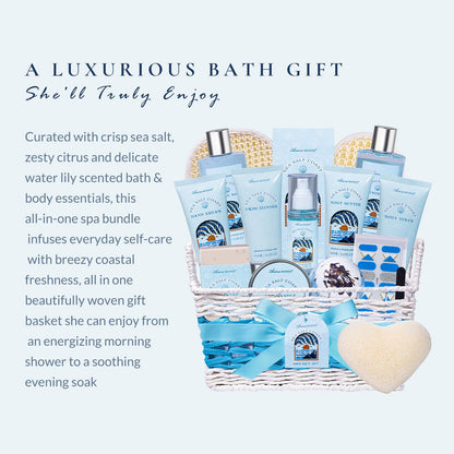 Luxury Spa Gift Basket • Self-Care Bath Set • Gifts for Mom, Wife, Girlfriend, Sister & Grandma