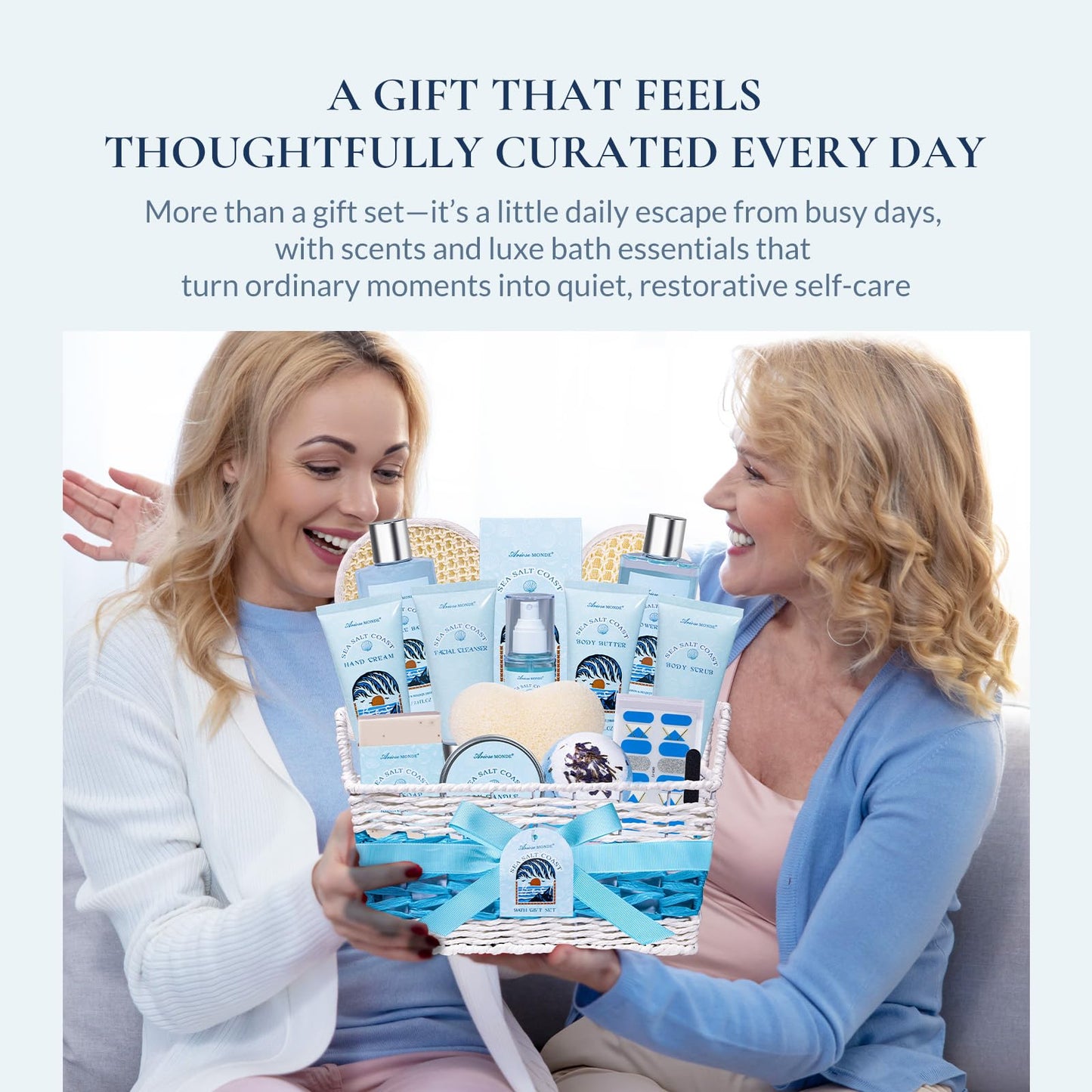 Luxury Spa Gift Basket • Self-Care Bath Set • Gifts for Mom, Wife, Girlfriend, Sister & Grandma