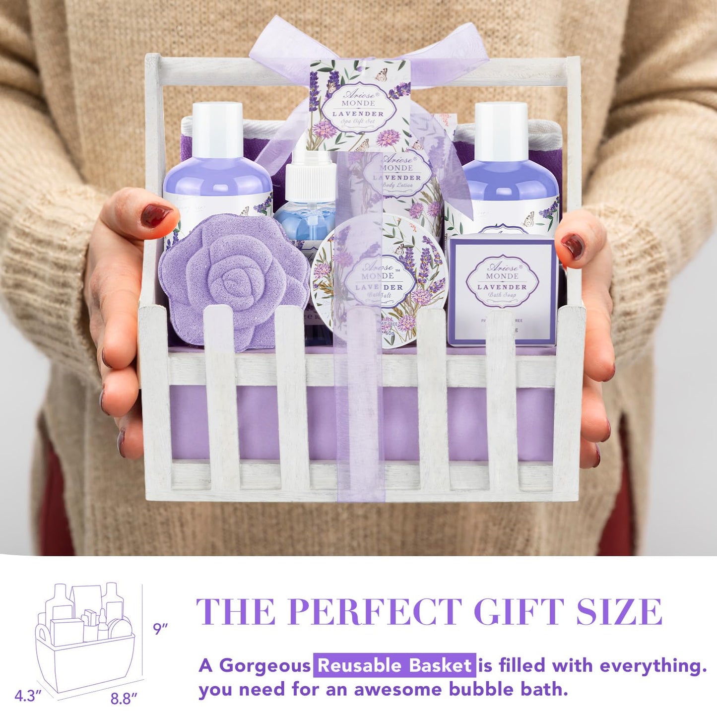 Luxury Spa Gift Basket • Self-Care Bath Set • Gifts for Mom, Wife, Girlfriend, Sister & Grandma