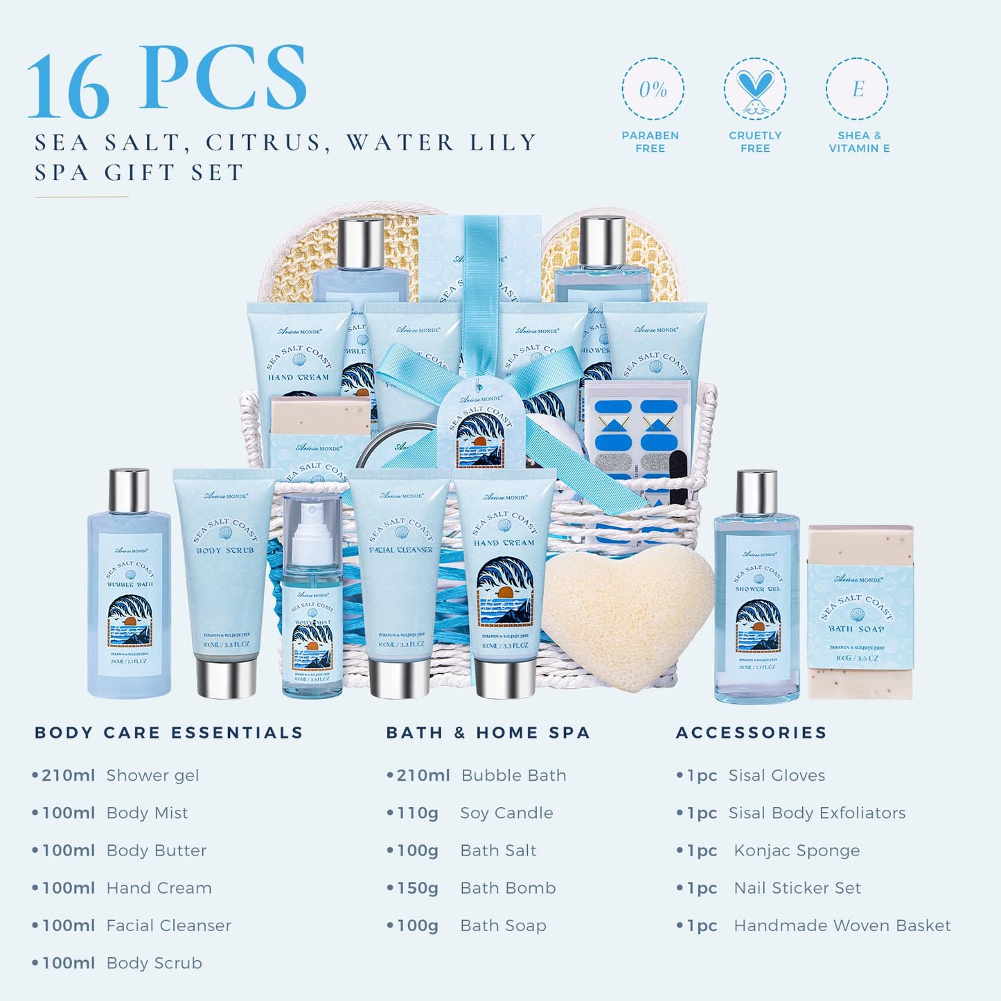 Luxury Spa Gift Basket • Self-Care Bath Set • Gifts for Mom, Wife, Girlfriend, Sister & Grandma
