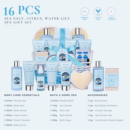Luxury Spa Gift Basket • Self-Care Bath Set • Gifts for Mom, Wife, Girlfriend, Sister & Grandma