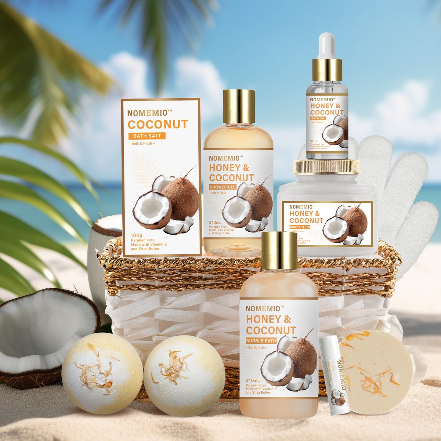 Luxury Spa Gift Baskets • Bath & Body Self-Care Gift Sets • Sandalwood, Lavender, Almond Milk, Wild Rose & Honey Scents