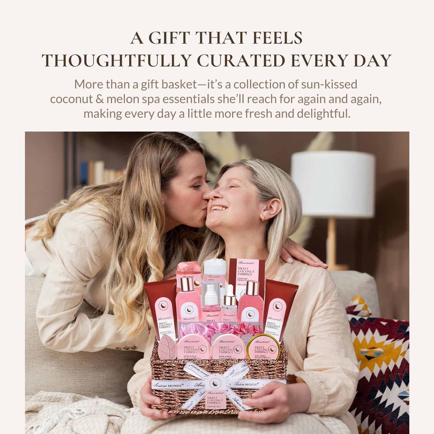 Luxury Spa Gift Basket • Self-Care Bath Set • Gifts for Mom, Wife, Girlfriend, Sister & Grandma