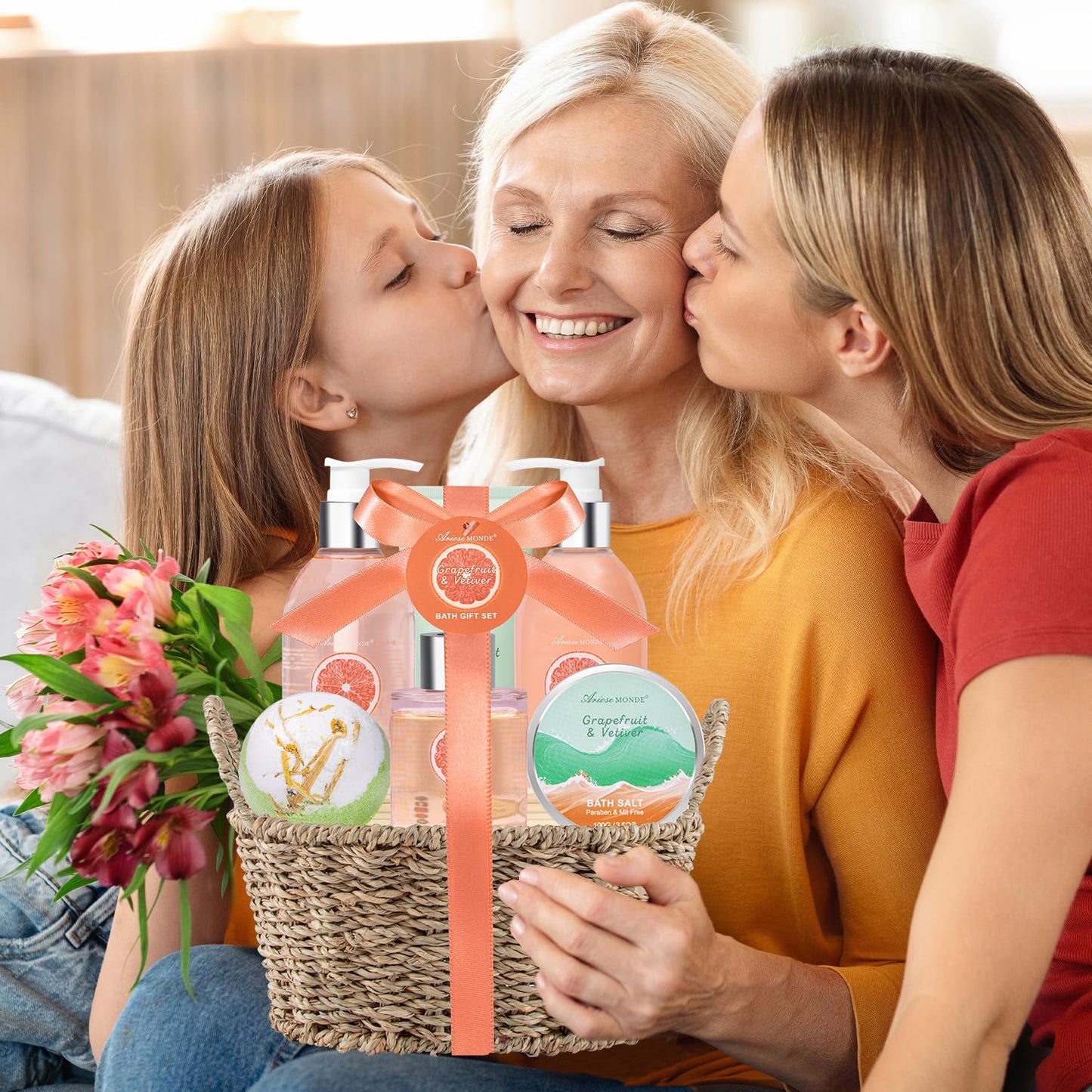 Luxury Spa Gift Basket • Self-Care Bath Set • Gifts for Mom, Wife, Girlfriend, Sister & Grandma