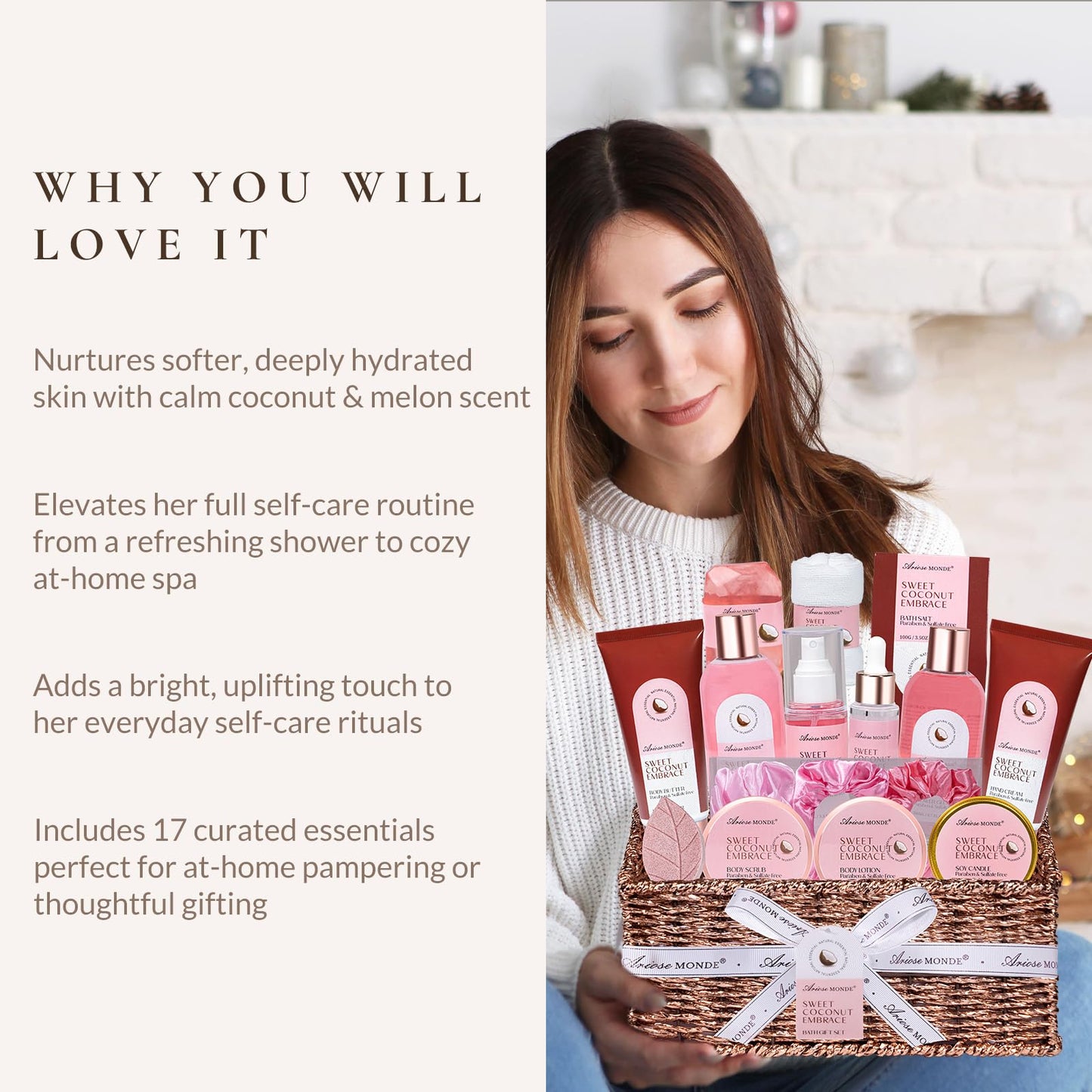 Luxury Spa Gift Basket • Self-Care Bath Set • Gifts for Mom, Wife, Girlfriend, Sister & Grandma