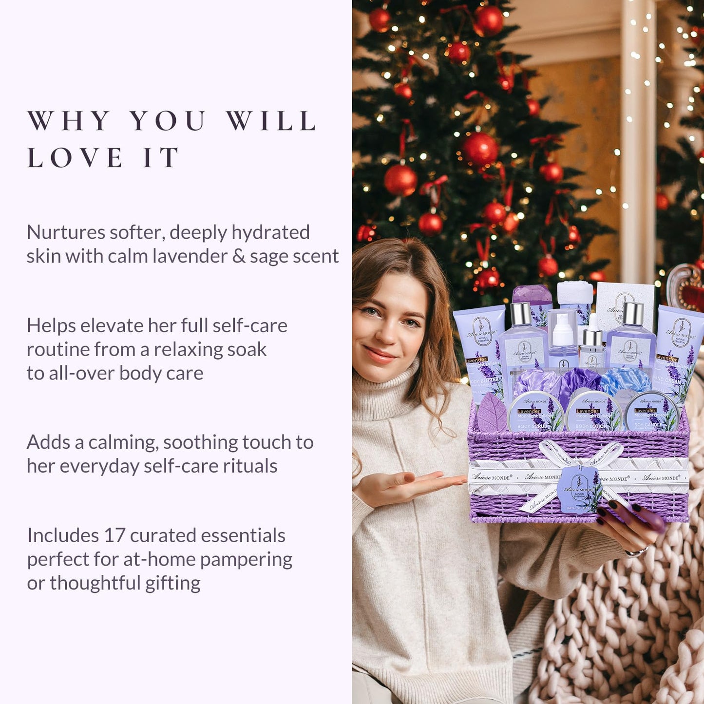 Luxury Spa Gift Basket • Self-Care Bath Set • Gifts for Mom, Wife, Girlfriend, Sister & Grandma