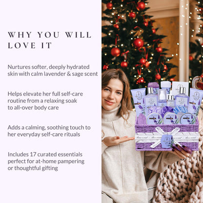 Luxury Spa Gift Basket • Self-Care Bath Set • Gifts for Mom, Wife, Girlfriend, Sister & Grandma