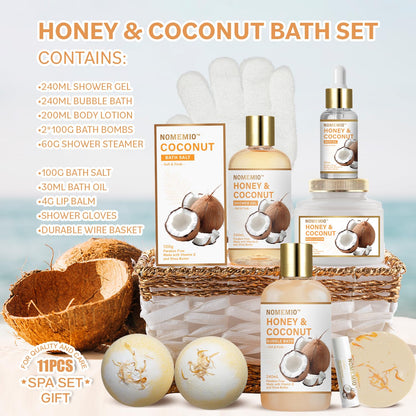 Luxury Spa Gift Baskets • Bath & Body Self-Care Gift Sets • Sandalwood, Lavender, Almond Milk, Wild Rose & Honey Scents